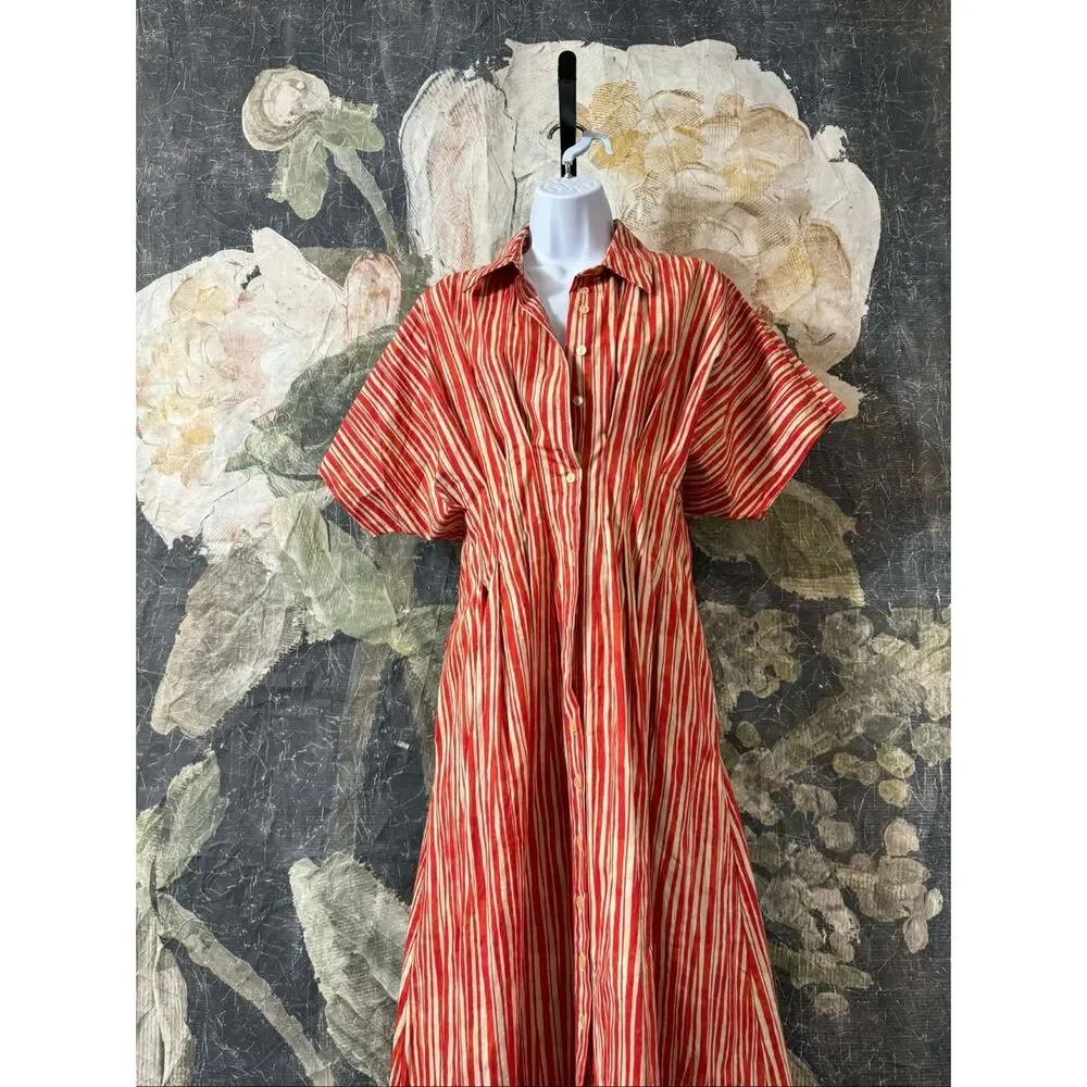 New Anthropologie The Tobie Button-Front Pleated Shirt Dress by Exquise Size M - Picture 9 of 10